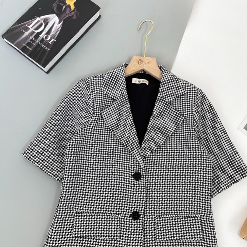 Áo Bigsize Nữ Tú Mỡ Áo Kiểu Thiết Kế Thon Gọn vest caro trắng Đi Chơi Đi Tiệc Đủ Size 50-80kg AK0100