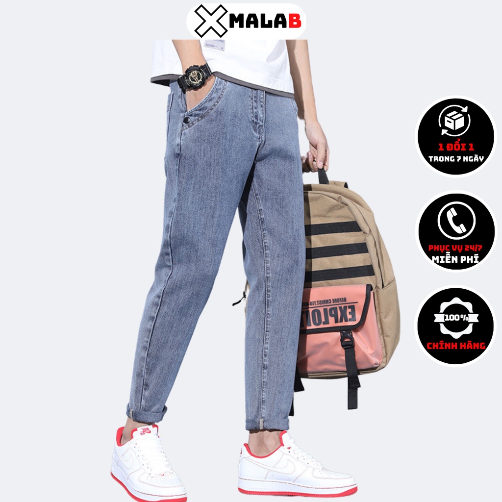Quần jean nam XMALAB quần baggy ống suông túi chéo ống rộng vừa kiểu dáng hàn quốc, quần bò nam dáng rộng cao cấp B015
