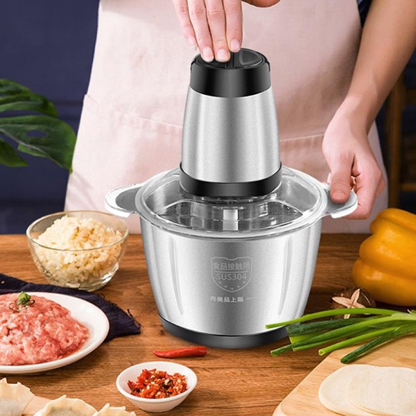 Máy Xay Thịt - Máy Xay Đa Năng Cối 2L inox Cầm Tay 2 Chế Độ 4 Lưỡi Dao Siêu Bền