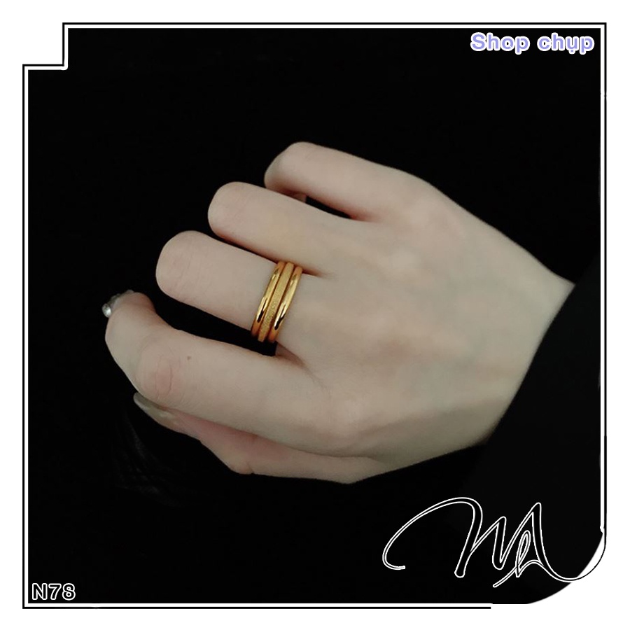 Set 3 nhẫn Titan trơn nam nữ không gỉ đơn giản phun cát 2mm - Măng’s House N78