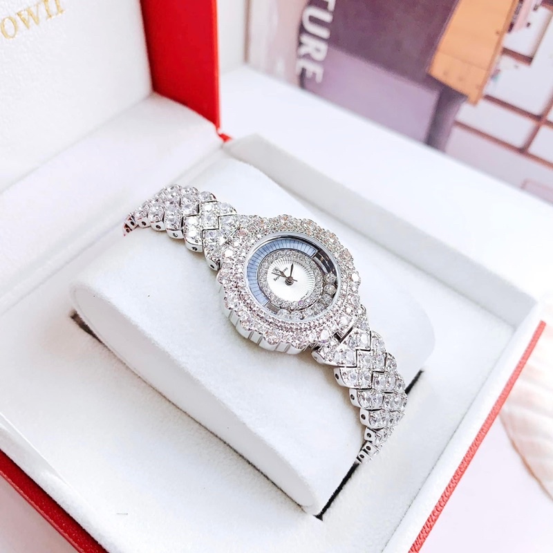 Đồng hồ nữ Royal Crown 4660 chính hãng mặt tròn đính đá dây full đá siz 30mm