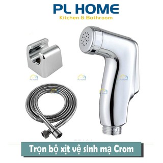 [Có bán lẻ tay xịt] Vòi xịt vệ sinh nhựa mạ Crom - dây inox, toilet, nhà tắm
