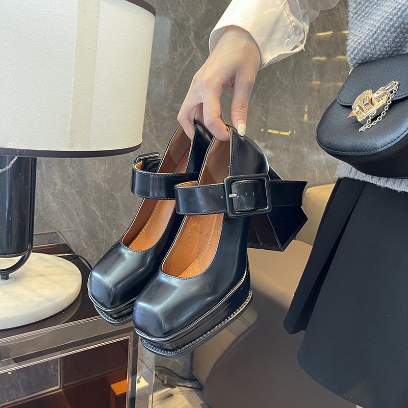 Giày Mary Jane Pháp niche thời trang giày cao gót giày búp bê khí chất cao cấp gót dày