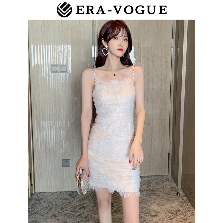 Eravogue🌷 Đầm Ngắn Hở Vai Màu Trắng Đen Phong Cách Hàn Quốc Thanh Lịch Cho Nữ váy dạ hội 3930
