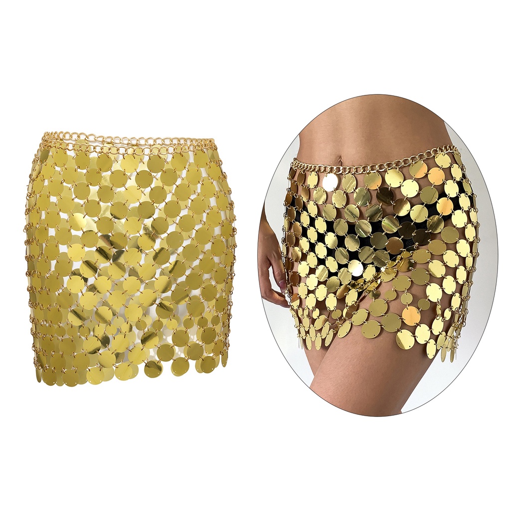 Chân Váy Khiêu Vũ Khoét Rỗng Đính Kim Sa Lấp Lánh Phong Cách Bohemian Sáng Bóng Dành Cho