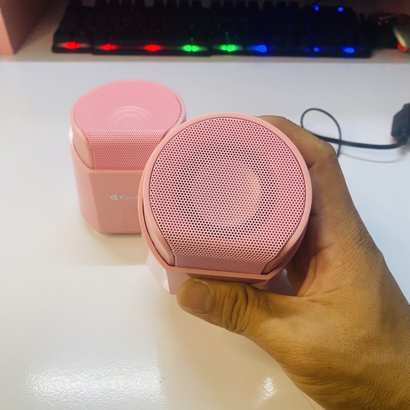 Loa nghe nhạc máy tính dể bàn mini màu hồng dễ thương  2.0 KISONLI K500 loa vi tính  Gaming có dây