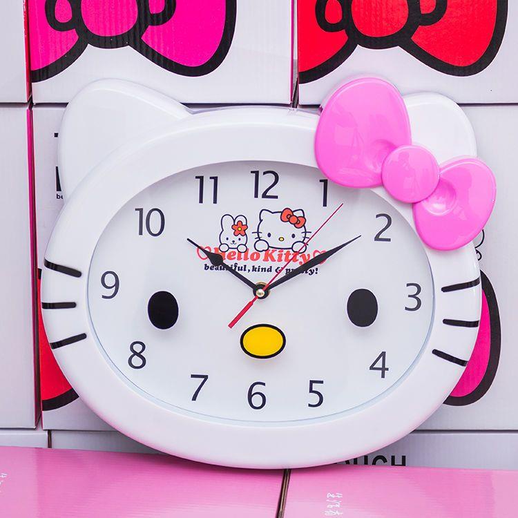 Đồng Hồ Treo Tường Họa Tiết Hello Kitty Dễ Thương