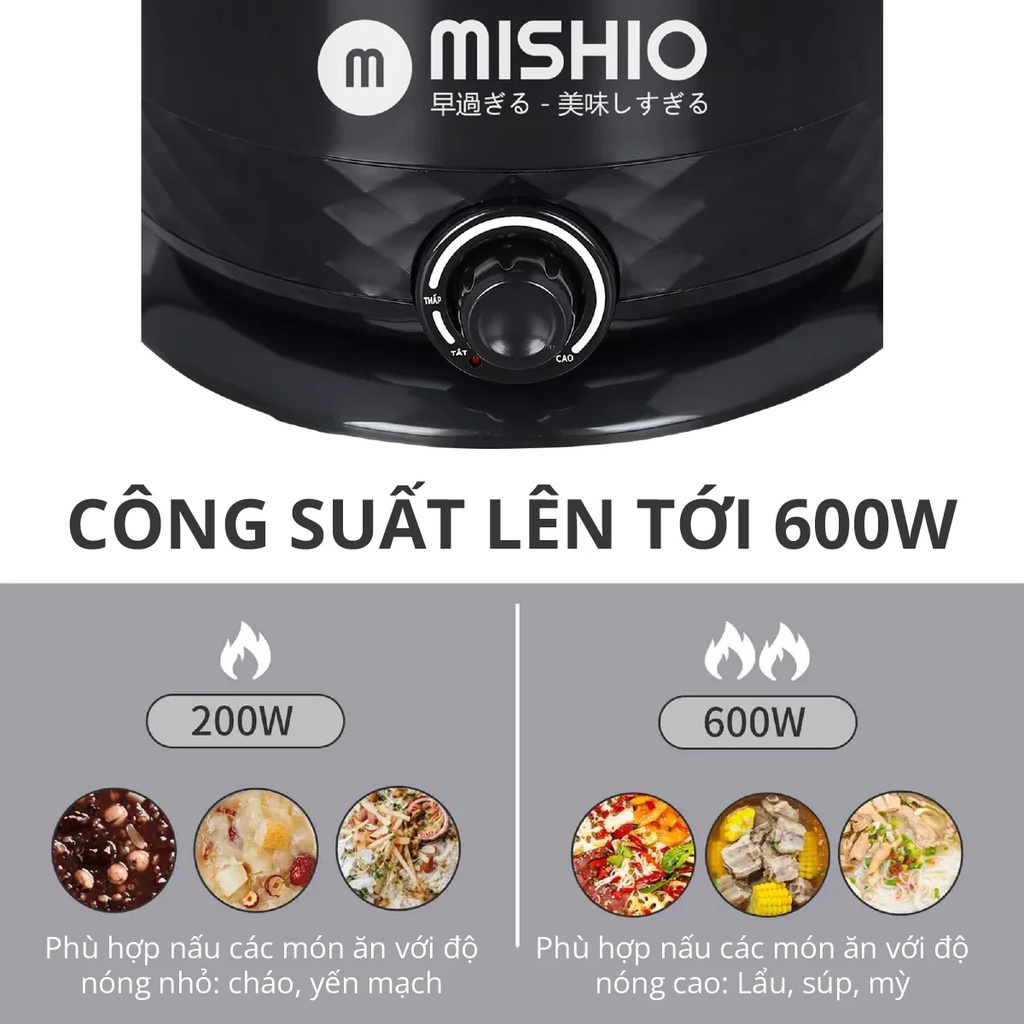 Nồi nấu đa năng Mishio MK214 1.5L inox 304 600w