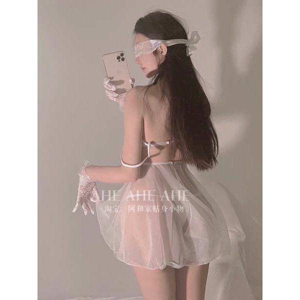 SP.371 Váy ngủ hai dây von xuyên thấu ren ngang sexy có gọng, đầm ngủ Quảng châu cao cấp