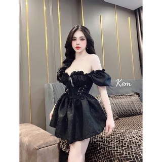 Đầm trễ vai đan dây eo điệu