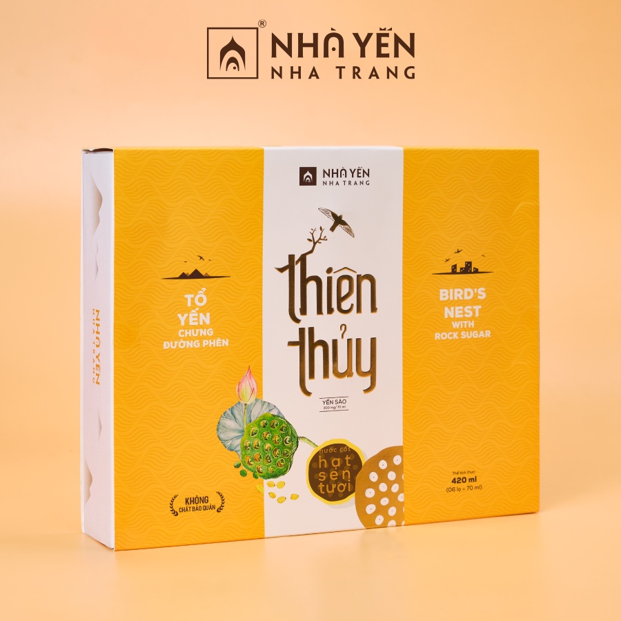 Nước Yến Chưng Đường Phèn Thiên Thủy Vị Hạt Sen - Hộp 6 Lọ - Nước Yến Chưng Sẵn - Nhà Yến Nha Trang
