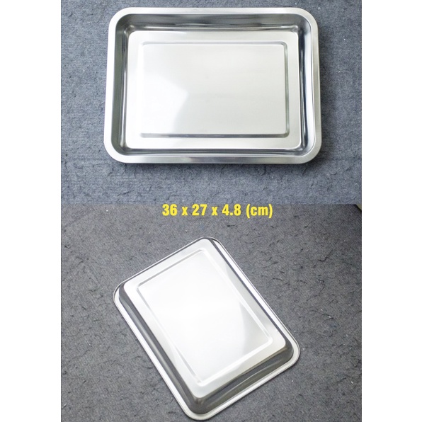 Khay inox cao cấp nhiều kích cỡ sâu 4.8cm