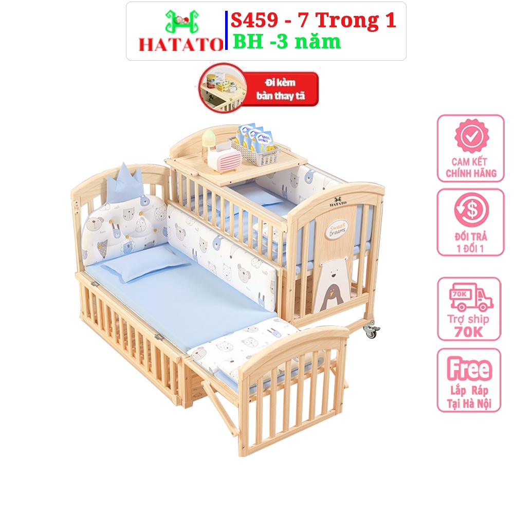 Cũi Cho Bé Hatato S459 -Bảo Hành 3 Năm Có 7 Chức Năng Sử Dụng Đến 12 Tuổi