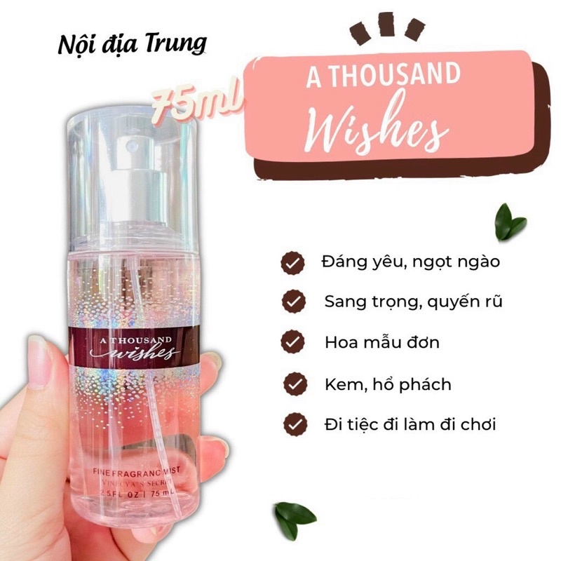 B8 Nước Hoa Nữ Xịt Thơm Body Mist 75ml Nội Địa Trung Vinecya’s Siêu Thơm, Hương Nhẹ Nhàng, Tươi Mát, Cuốn Hút Kiêu Sa