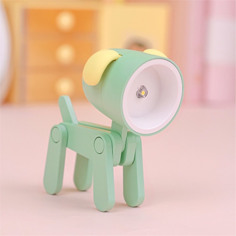 Đèn LED cún mini, đèn đọc sách, đèn ngủ hoạt hình dễ thương kiêm đế dựng điện thoại, decor bàn học, tặng kèm pin