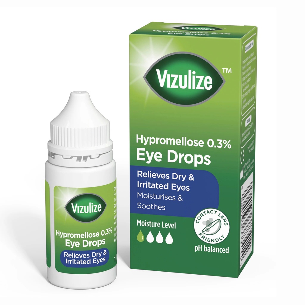 Nước mắt nhân tạo Vizulize Hypromellose làm dịu mắt tức thời, giảm cảm giác khô và kích ứng mắt do thời tiết, môi trường