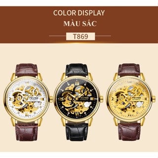 Đồng hồ cơ nam dây da cao cấp Tevise T869 full box, mặt kính sapphire chống xước, chống nước, bảo hành 03 năm