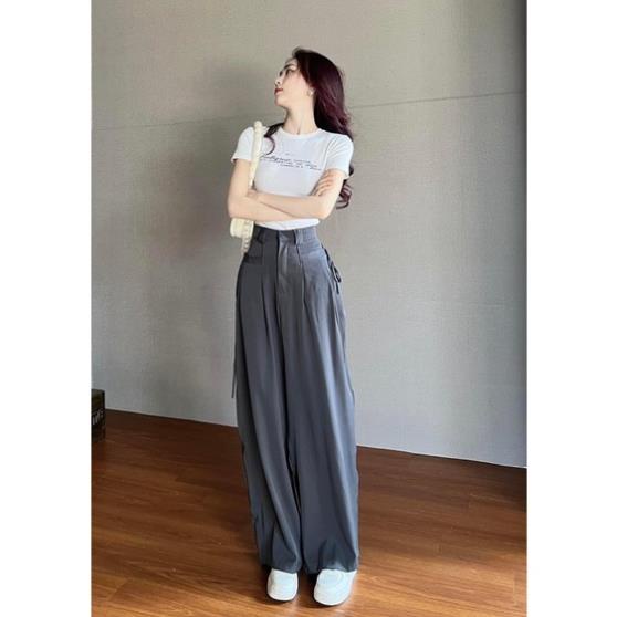 Quần ống xuông đen, nâu thắt dây nơ style mua hè siêu hack dáng 2023 LUMA999