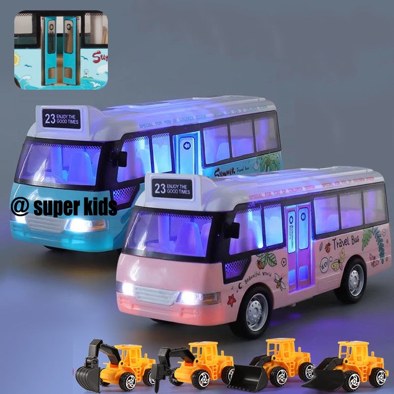 SUPER KIDS Mô Hình Xe Buýt Đồ Chơi Có Đèn Và Nhạc Cho Trẻ Em