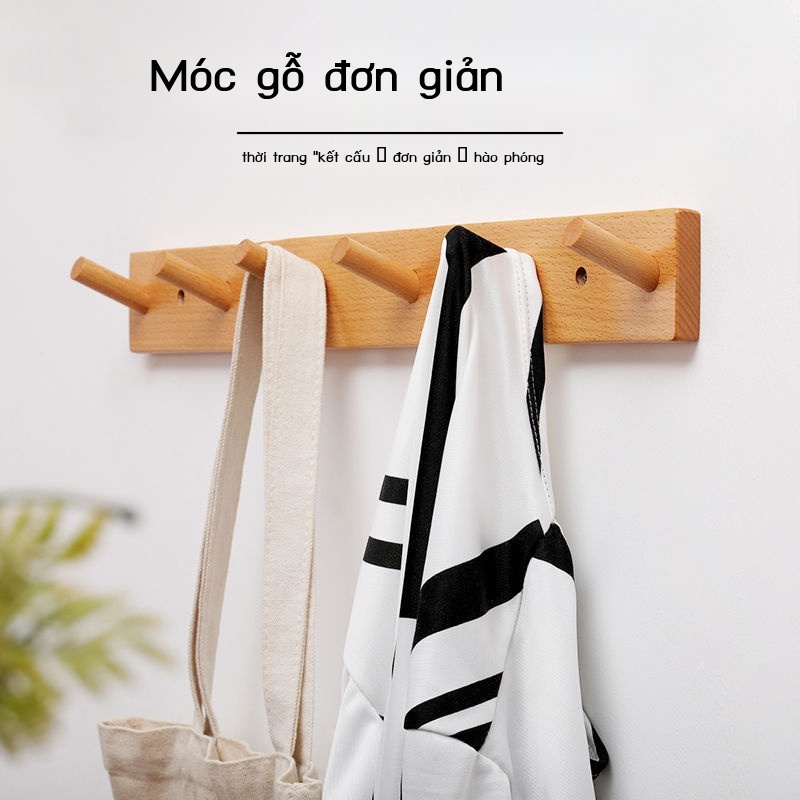 Bắc Âu gỗ chắc chắn đục lỗ móc trên tường cửa phía sau móc quần áo vào cửa hiên túi treo chìa khóa phòng thử đồ móc