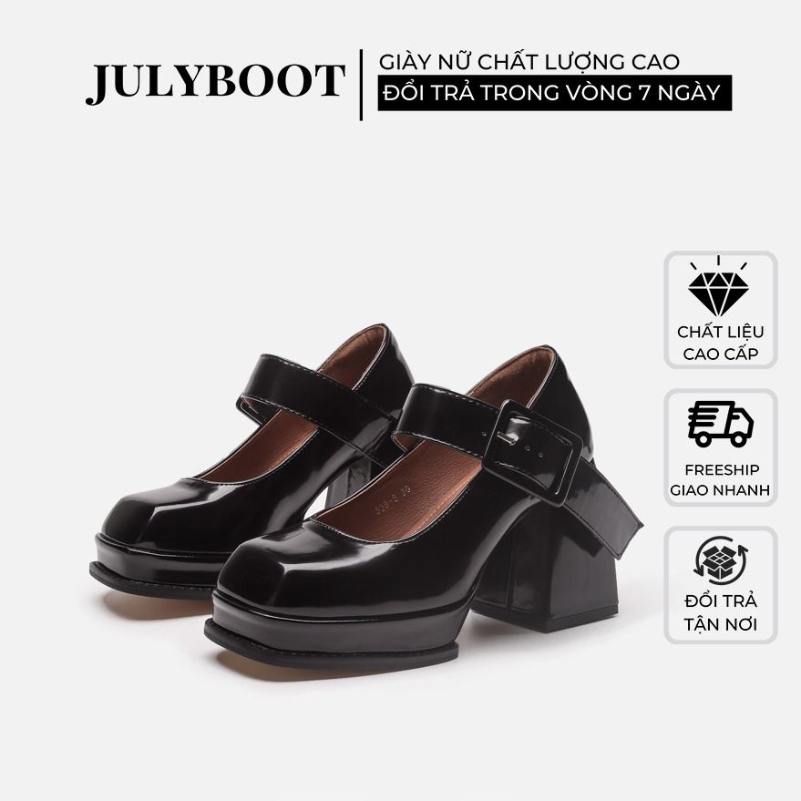 (SẴN) - Giày Sandal Mary Jane Quai To Da Bóng Đế cao 9 cm mj10