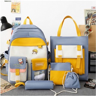 Ms-29 set balo 4 món, bao thời trang, balo chống thấm nam nữ - set 4 món gấu cute xinh
