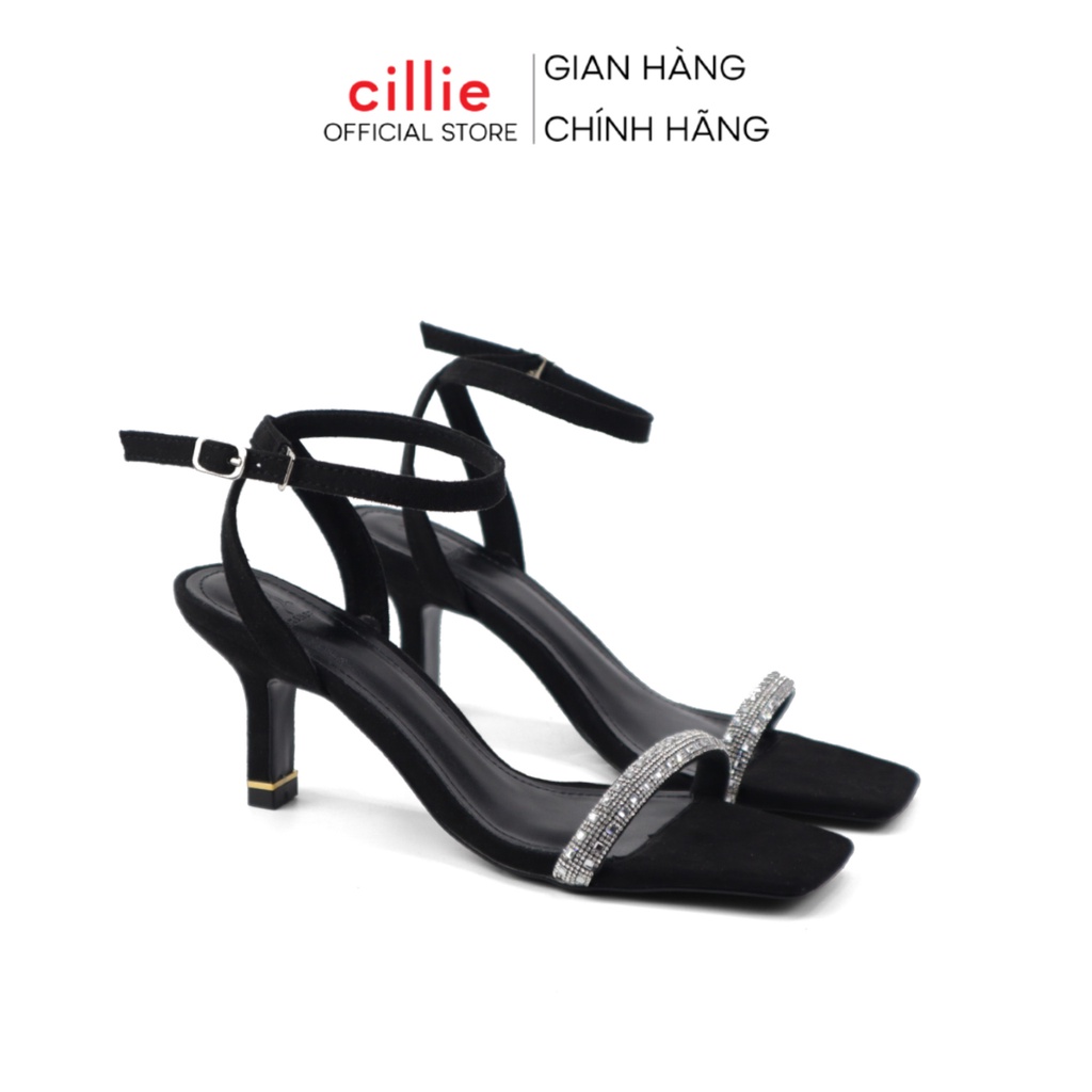 Giày Sandal Cao Gót Cillie Đi Tiệc Quai Mảnh Đính Đá Sang Trọng Gót 7cm Chắc Chắn 1008