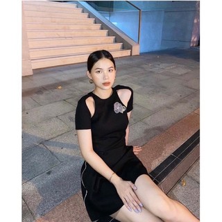 Đầm xoè 2 tầng eo vạt tim
