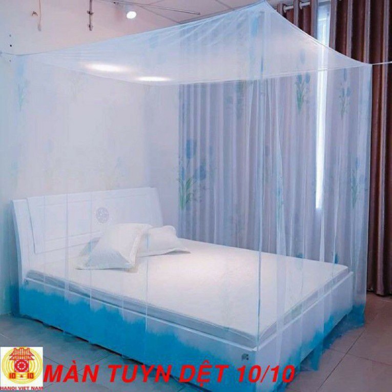 Mùng dây tuyn hoa, Màn thủ đô 10/10 Size M2, M6, M8, 2M2 màn chống muỗi chân cao 2M không cửa, Hàng Loại 1 - Queen