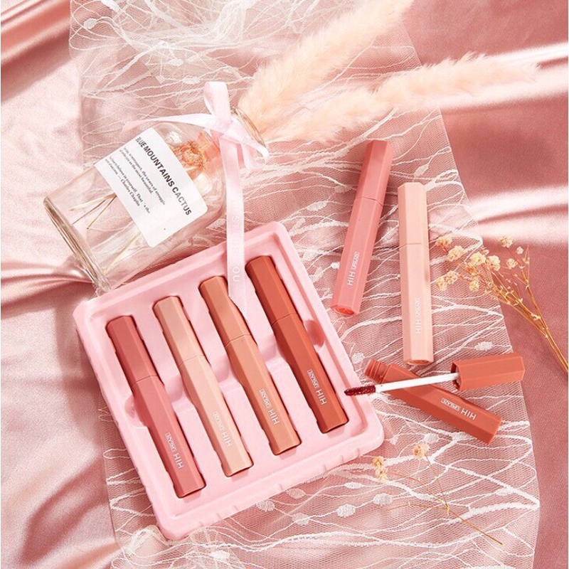 Sét 4 Cây Son Kem Lỳ HIH Mềm Môi, Không Khô Môi Hàng Nội Địa Trung