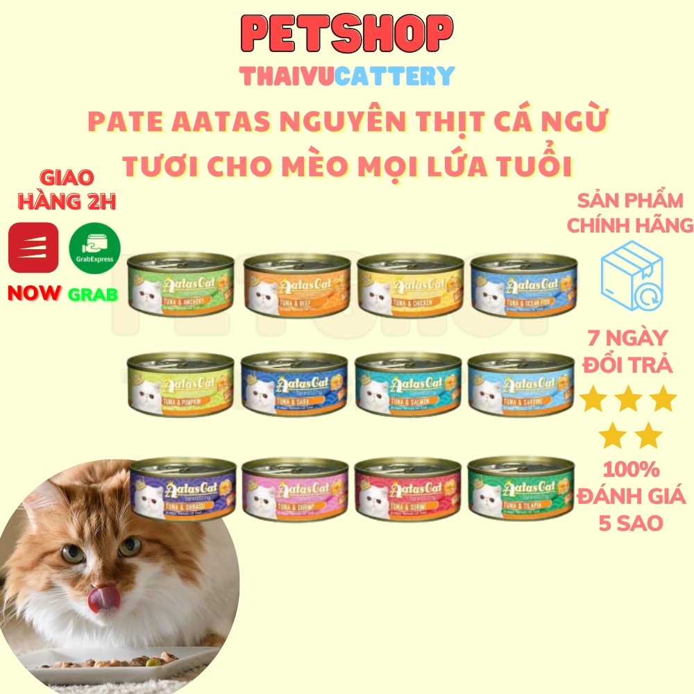 Pate Aatas Cat nguyên thịt cá ngừ tươi dinh dưỡng cho mèo kén ăn mọi lứa tuổi - Thaivucattery