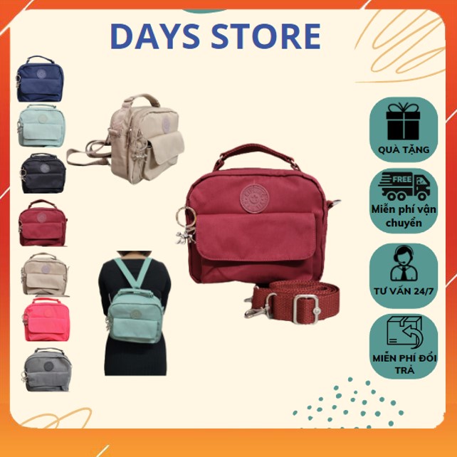 Balo Cao Cấp 2 Trong 1 Kiêm Túi Đeo Chéo Kipling, Chất Liệu Vải Dù Mền Mướt Chống Nước, Kích Thước 22x19x7Cm (ảnh thật)