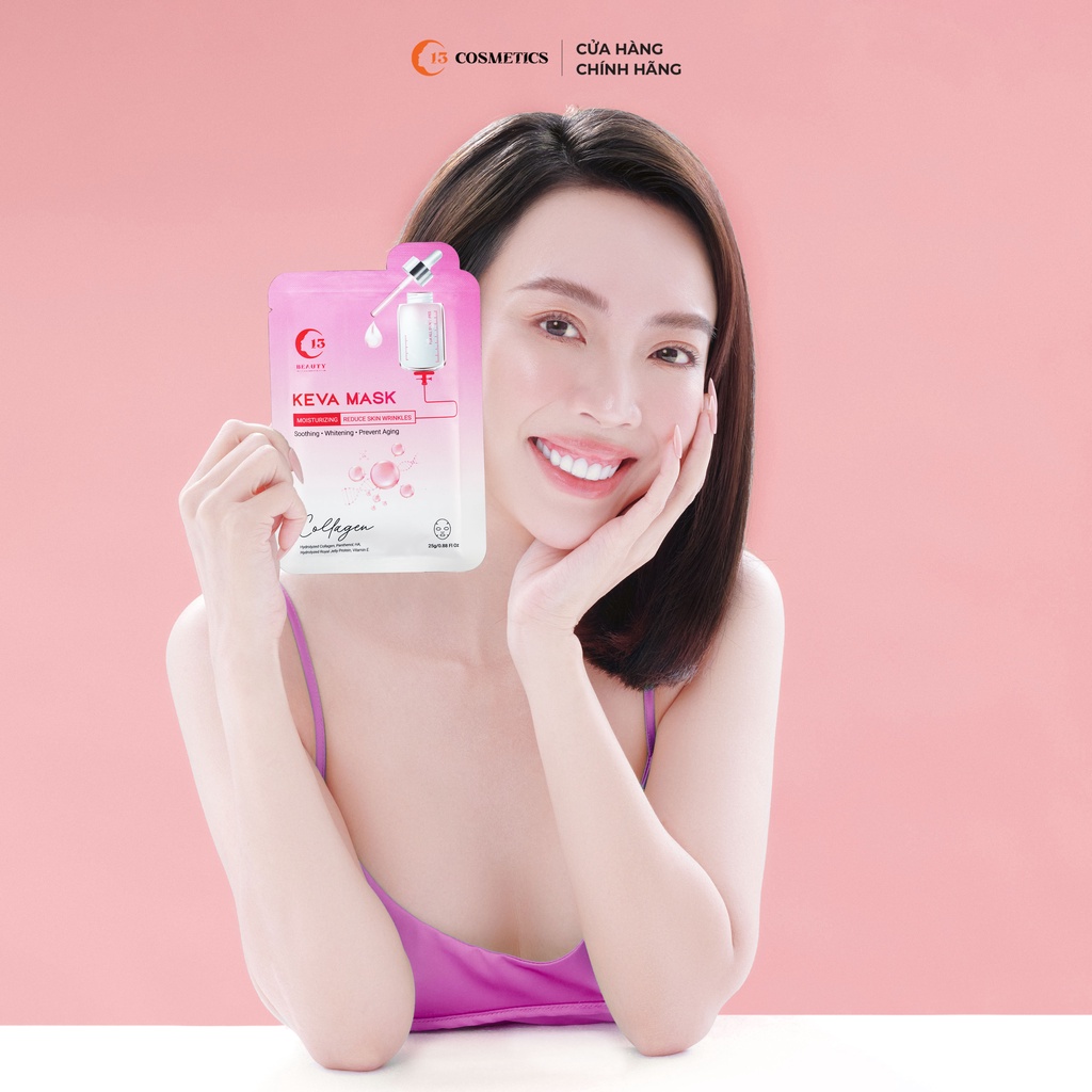 Hộp Mặt Nạ Thạch Dừa C13 Cosmetics Thu Trang Tinh Chất Collagen Chống Lão Hóa, Cấp Nước, Phục Hồi Da 3 Miếng