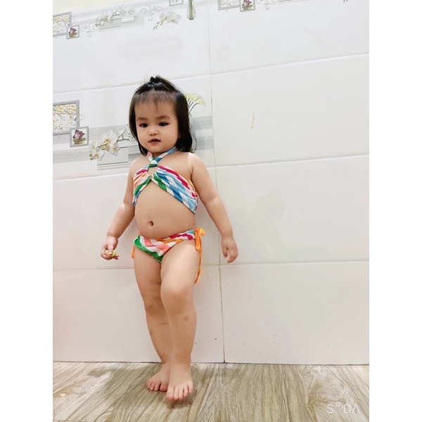 Bikini Cầu Vồng Cho Bé, Đồ Bơi 7 Màu Bé Gái