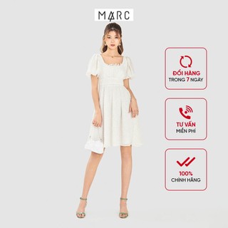 Đầm nữ MARC FASHION tay phồng ren lưới ánh kim eo cao TRTH040221