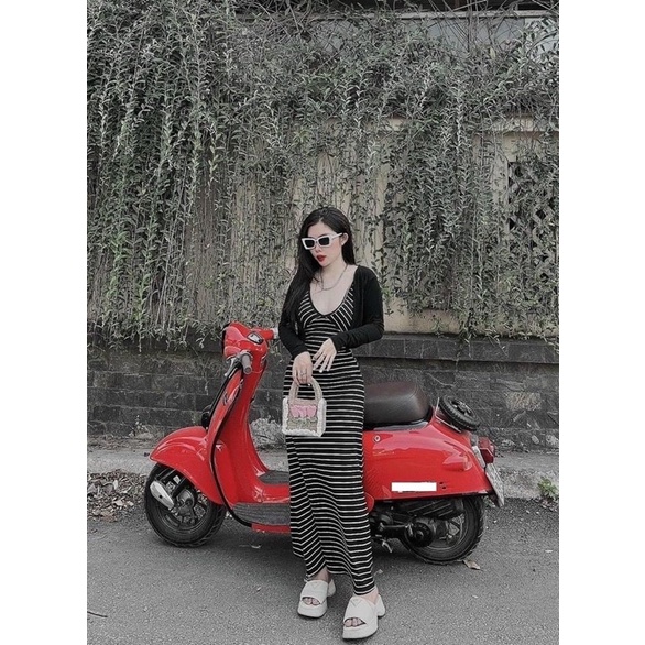 Đầm body hai dây đi tiệc, du lịch sọc kẻ thời trang Hotgirl/đầm maxi hai dây body sexy thời trang mã mới siêu hot