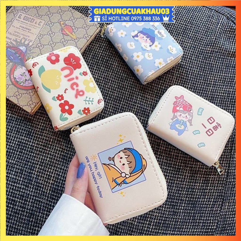 Ví Gấu Dâu Gấp Đôi Nhỏ Gọn Da Sần Hình Cute Ngộ Nghĩnh, Ví Mini Cute Tông Màu Be Hot Trend Nhỏ Gọn Bỏ Túi, Ví Dáng Vuông