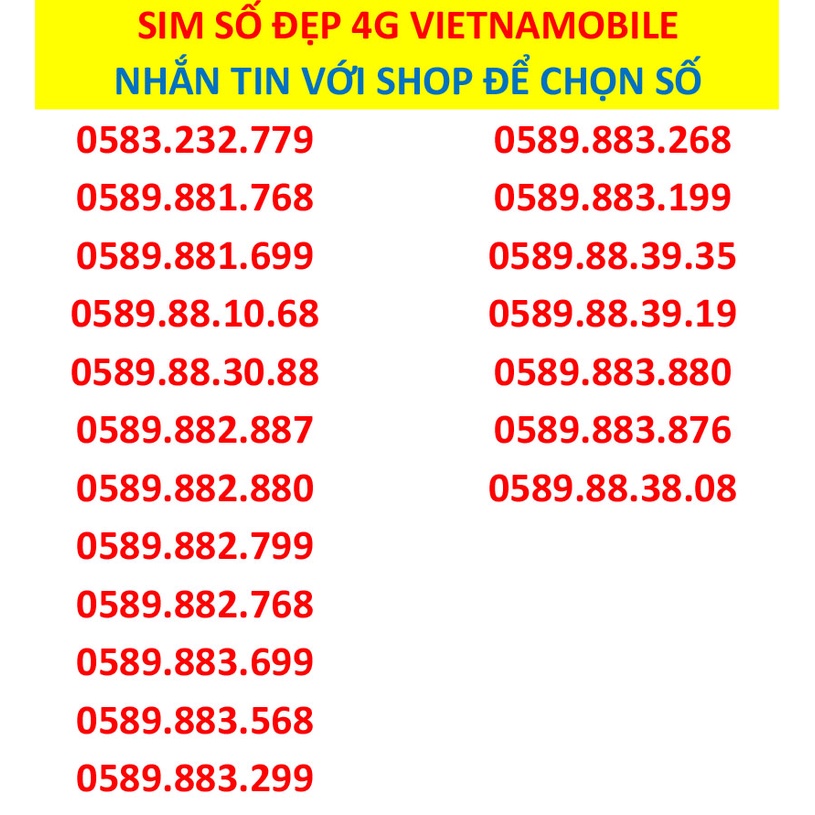 Sim 4G Phát Lộc Thần Tài Vietnamobile  Giá Cực Rẻ - Sim Đuôi 68 79  - Nghe Gọi Miễn Phí - 180Gb Tốc Độ Cao