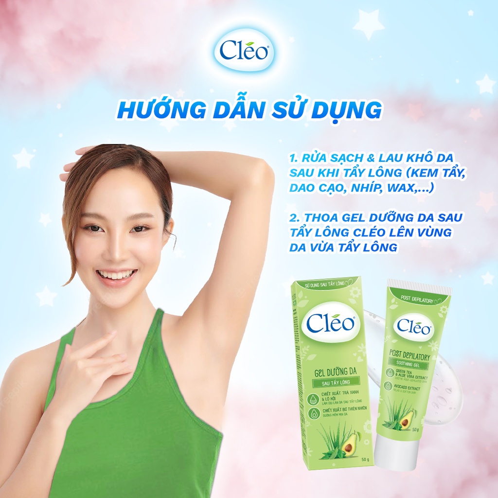 Combo Kem Giảm Thâm nách Cleo 35g, Lotion Tẩy lông Cleo 90ml và Gel dưỡng da sau tẩy lông và wax lông Cléo 50g