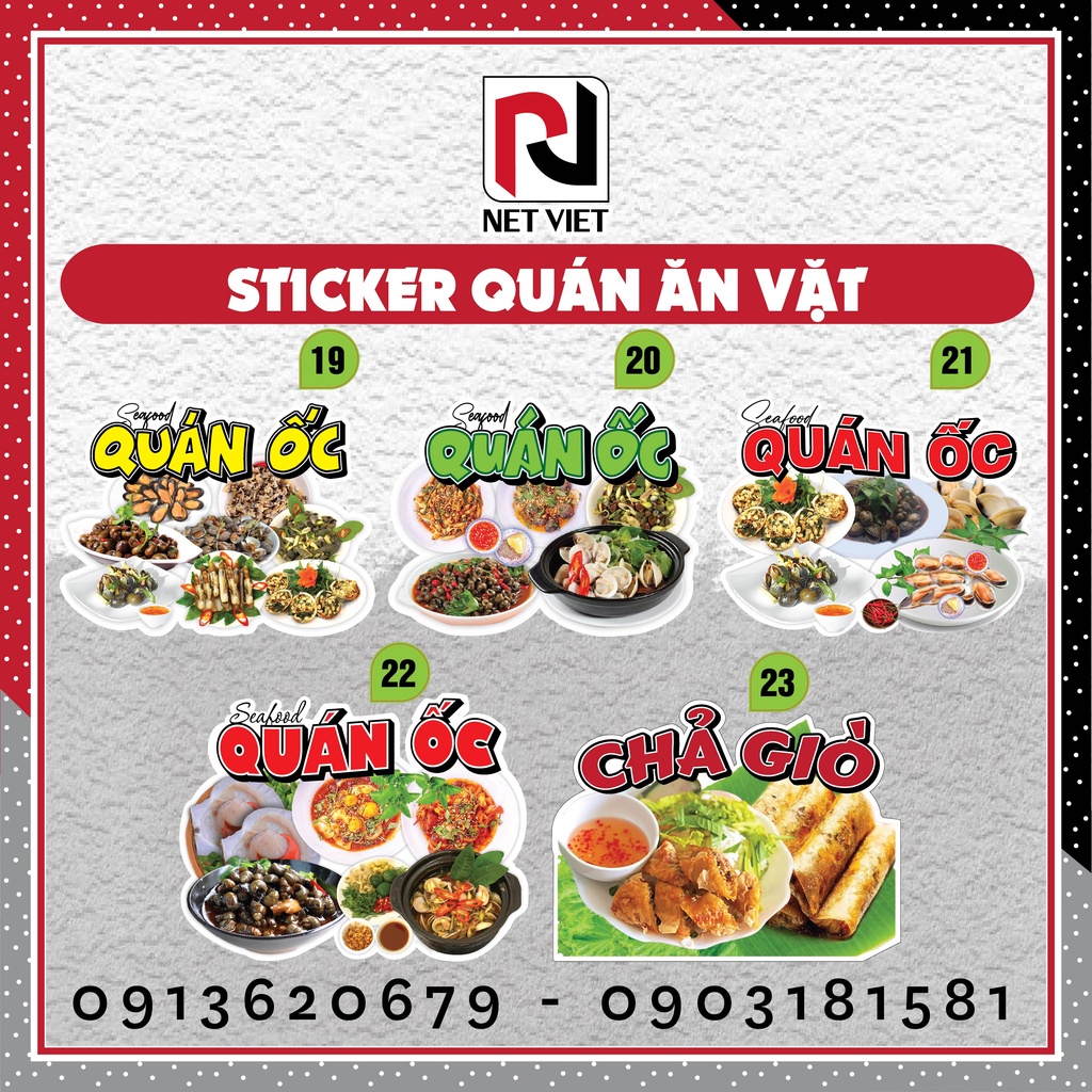 Decal Size Lớn Quán Ốc, Sticker cho Quán Ốc Bắt Mắt, Thu Hút Khách Hàng