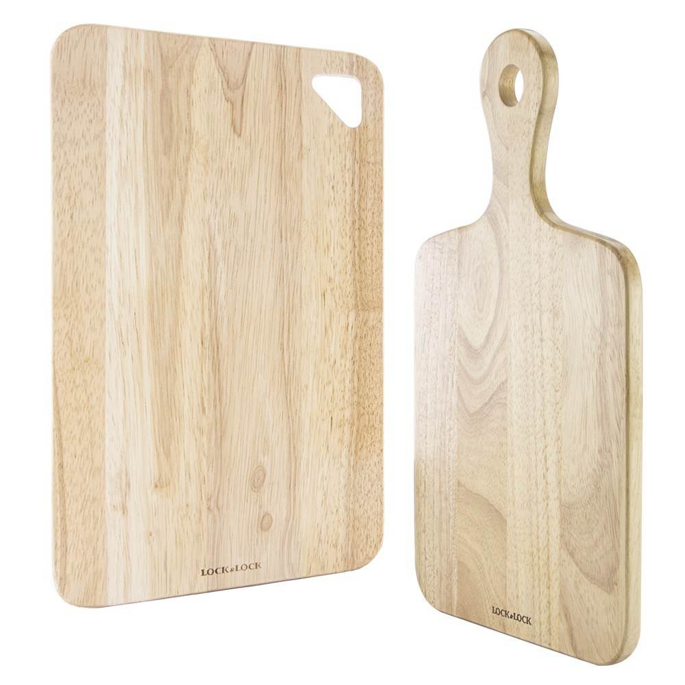 Lock&Lock bộ 2 thớt gỗ cây cao su LWC001S2, size 35x21x1.2cm, hàng chính hãng.