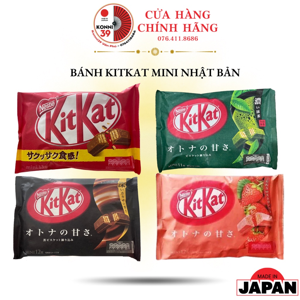 Bánh Kitkat Nhật Bản vị trà xanh, socola, truyền thống, socola sữa