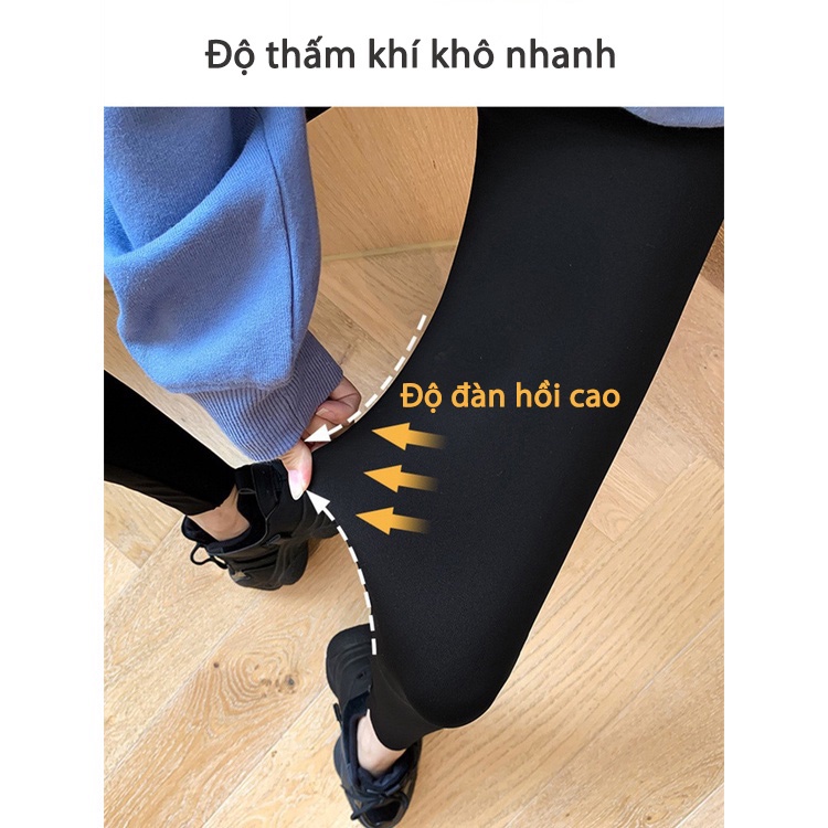 Quần Legging Thể Thao Lưng Cao Ôm Dáng Co Giãn Tốt Màu Đen Thời Trang Xuân Thu Cho Nữ