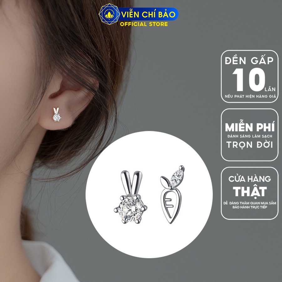 Bông tai bạc nữ Thỏ Cà Rốt chất liệu bạc 925 thời trang phụ kiện trang sức nữ Viễn Chí Bảo B000209