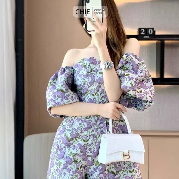 JUMSUIT THIẾT KẾ Doris Jum họa tiết hoa tím CHIE | BigBuy360 - bigbuy360.vn