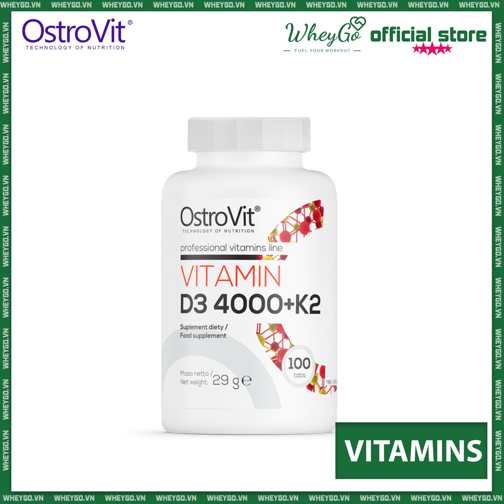 OstroVit Vitamin D3 4000 + K2 chắc khỏe xương khớp lọ 100 viên