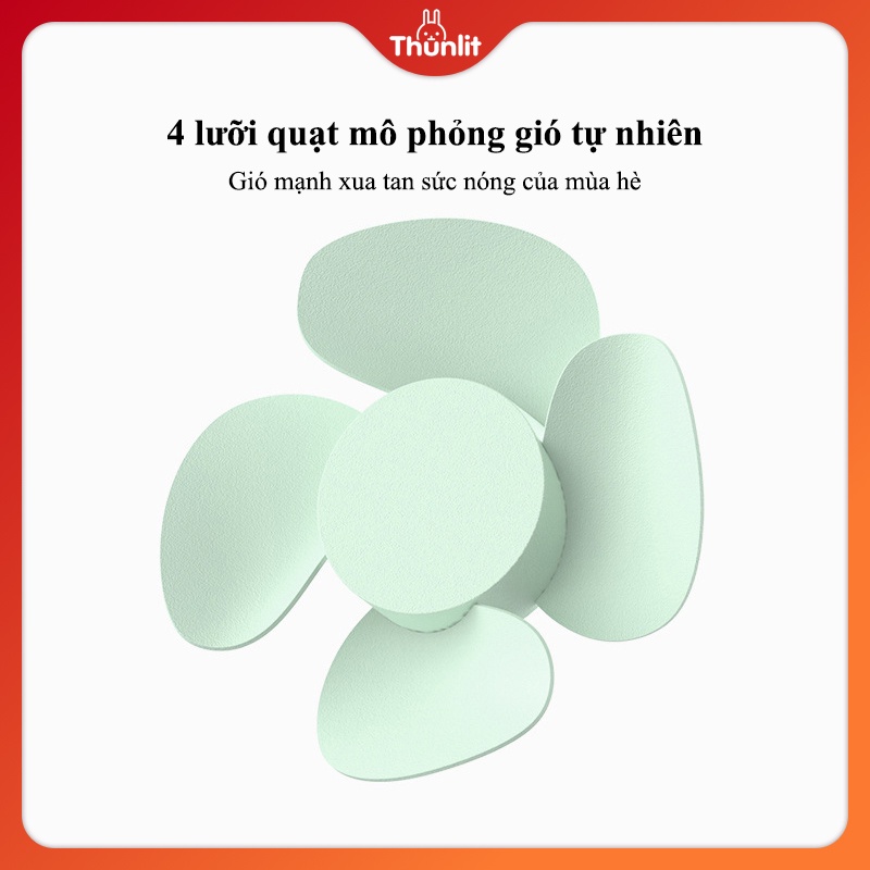 Quạt di động ngoài trời THUNLIT hoạt động pin 5000mAh để bàn chạy yên tĩnh có giá đỡ