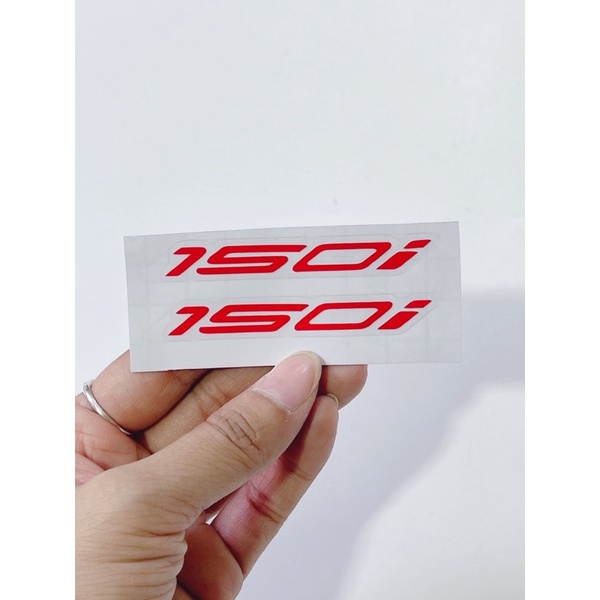 Cặp 2 tem số 150i bạc & đỏ phản quang trong suốt size 7x1.5cm có sẵn keo dán trang trí xe máy