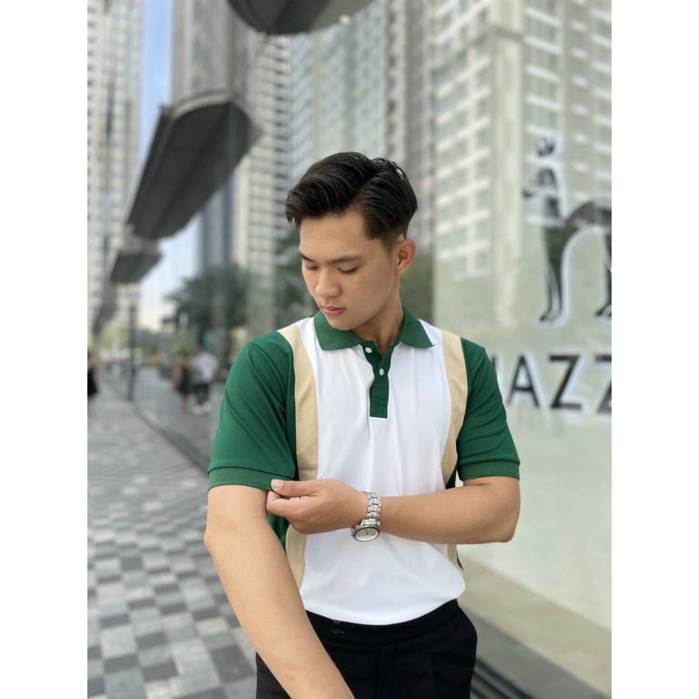 Áo Thun Nam Polo Vải Cotton Co Giãn Tốt Cổ Trụ Phối Màu Lịch Lãm NEW UNISEX