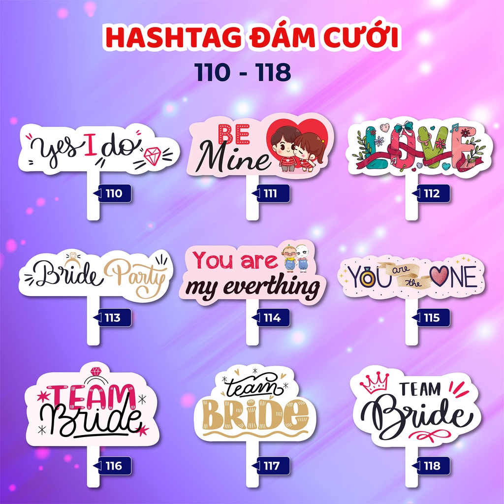 Bảng hashtag cầm tay chụp hình đám cưới